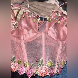 Victoria's Secret Pink Mesh Floral Top